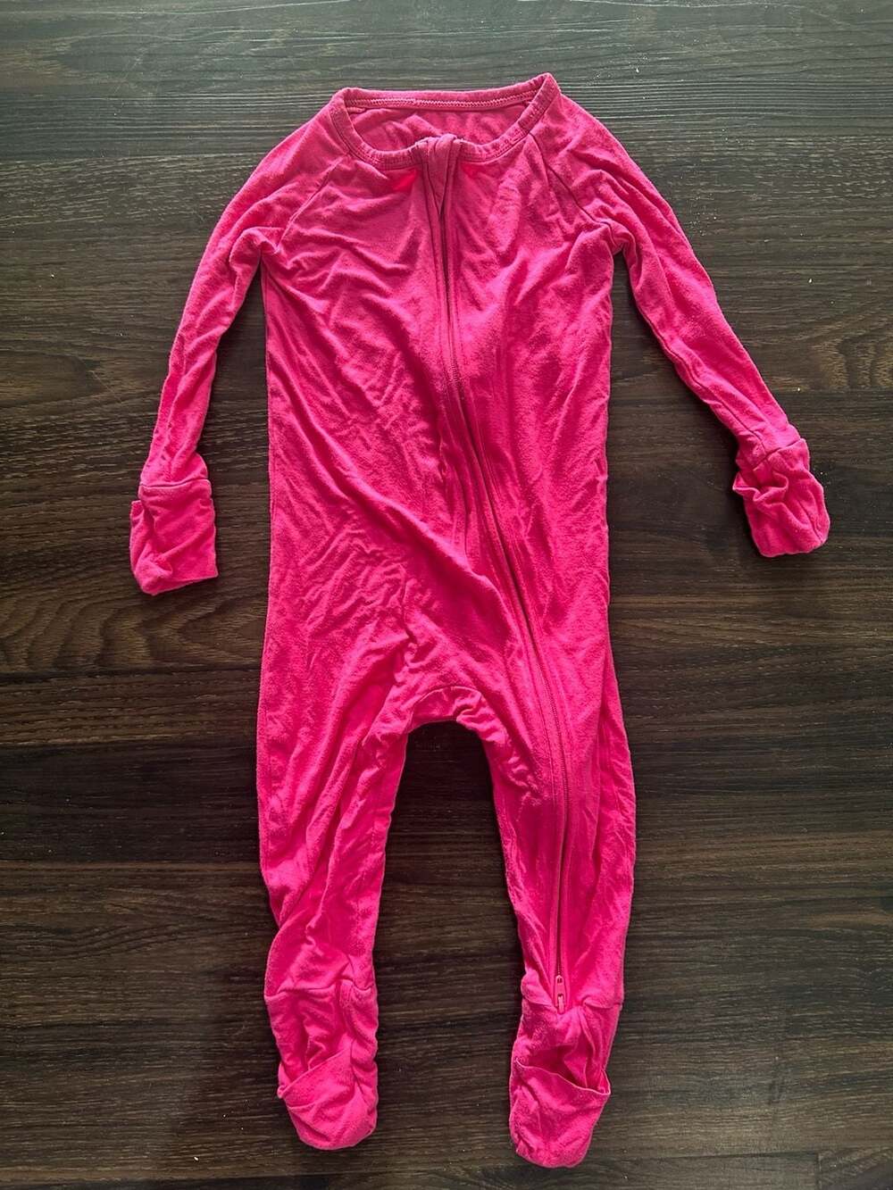 Little Sleepies size 6-12 months Bamboo Zipper Pajama Romper in electric pink